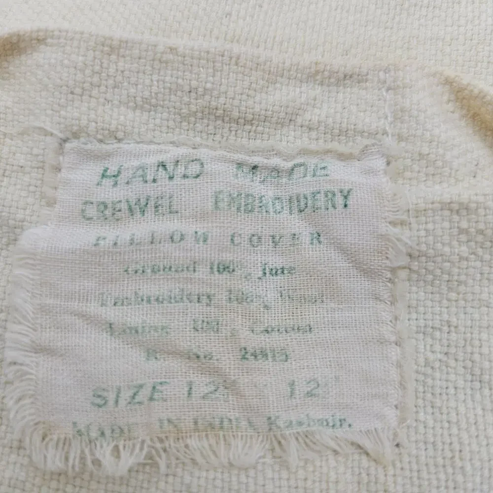 Vintage Crewel Embroidered Pillow Cover Round 12